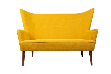 โซฟาแต่งร้าน รุ่น I-Tim Cone 147 Cm Fabric สีเหลือง 147 Cm Fabric สามารถเลือกหนัง PU / ผ้าบุได้